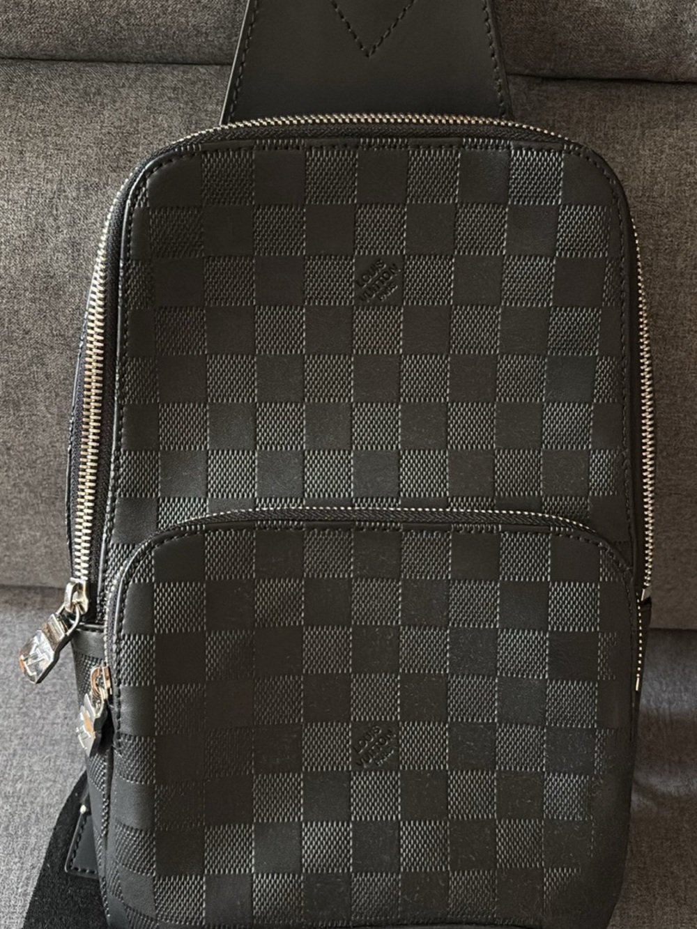 Louis Vuitton Black Checkered Men's Belt Sling Bag